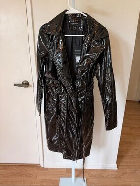 Coalition Patent Trench Coat — Black